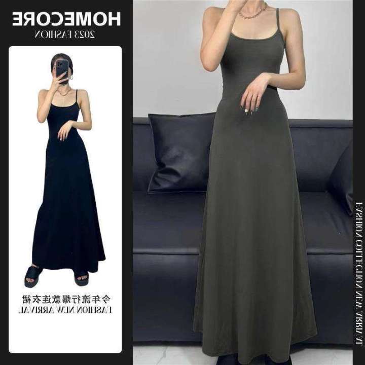 Gentle and Western Interior for Women's Summer 2024 New Style Pure Desire French Waist Collection Hot Girl Strap Long Dress