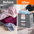 Large Storage Bags,  Pack Clothes Storage Bins Foldable Closet Organizers Storage Containers with Reinforced Handle for Clothing, Blanket, Comforters, Bed Sheets, Pillows and Toys (Gray). 