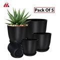 Plant Pots Indoor with Drainage - Pack of 5 Decorative Flower Pots for Indoor Plants. 