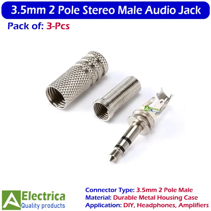 3pcs%203.5mm%202%20Pole%20Male%20Audio%20Jack%20Plug%20Connectors%20with%20Durable%20Metal%20Case%20for%20Headphones%20&%20DIY%20Audio%20Projects%20by%20Electrica%20-%20Image%204