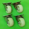 4Pcs Universal Caster Wheels 2" Furniture Wheel Castor White PP Nylon Dual Roller Wheel For Platform Trolley Chair. 