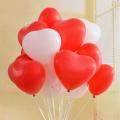 50 Red & White Heart Shape  Balloons Pack For Birthday Decoration & Anniversary & Wedding Balloons Decoration. 