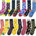【Atoztide Store】Happy Socks Personality Men& Cotton Socks Harajuku Ukraine Animal Print Fruit Pizza Banana Lemon Cherry. 