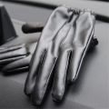 Long Keeper Fashion Black PU Leather Gloves Male Thin Style Driving Leather Men Gloves Non-Slip Full Fingers Palm Touchscreen. 