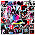 50 Tik Tok TikTok logo graffiti stickers, luggage cases, computers, mobile phones, refrigerators, personalized waterproof stickers. 