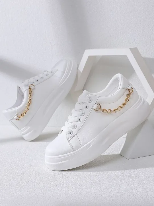 Girls%20sneakers%20with%20golden%20chain%20women's%20white%20sneakers%20with%20side%20chain%20Ladies%20casual%20Fashion%20sneakers%20Brand%20Women's%20shoes%20-%20Image%203
