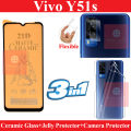 Vivo Y51s Front Matte Protector Pub G Glass + Back Protector Transparent Hydrogel Soft Film jell Protection + Back Rear Camera Protector 9H Gorilla Flexible Protection For Vivo Y51s. 