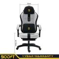 Boost Surge Pro Ergonomic Chair with Footrest - Premium Velvet, Adjustable Back, 1-Year Warranty. 