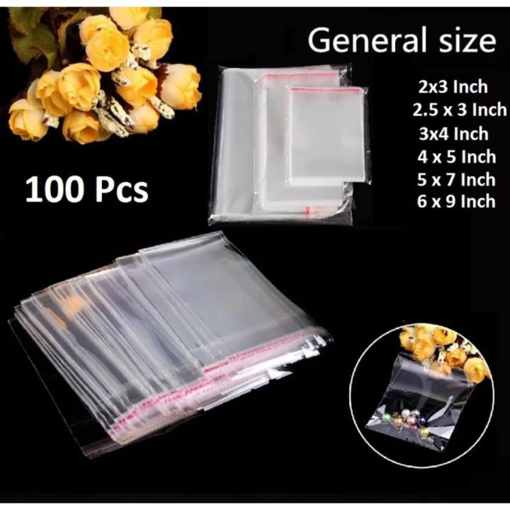 100 PCS Resealable Transparent Plastic Bags Bopp Poly Self Adhesive ...