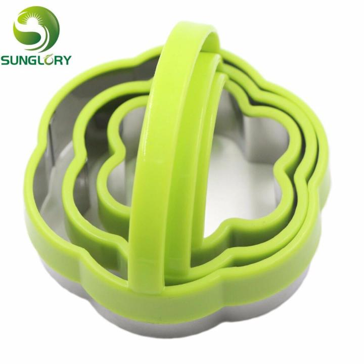 3PCS Stainless Steel Cookie Cutter With Plastic Handle Flower Shaped Baking Fondant Decoration Cake Mold