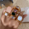 Jewelry Wholesale 18K Gold Plated Irregular Wrinkle Lava Stainless Steel Open Rings for Women Statement Rings. 