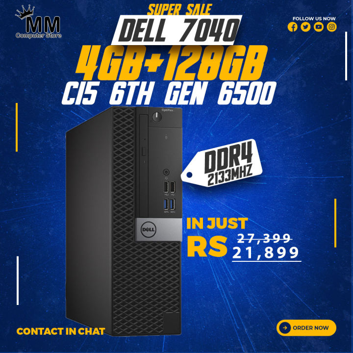 OptiPlex 7040 Core i5 6500 6th Gen + DDR4 4GB/8GB RAM + 128GB SSD (HDD Optional) 500GB/1000GB HDD  Windows 10 Ready Intel HD 530 Graphics Changing Available on Customer Demand contact in Chat.
