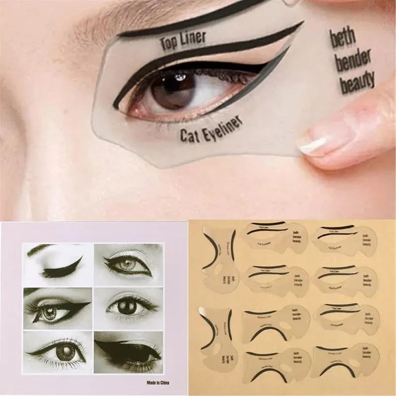 6Pcs Reusable Stencil DIY Drawing Guide Styling Shaping Stencils for Perfect Cat Eyeliner and Smoky Eyes