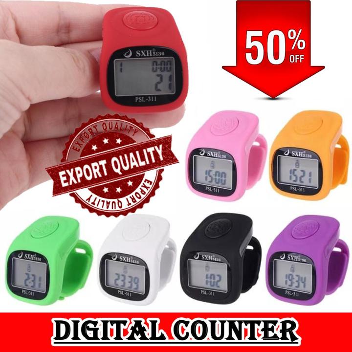 Islamic Finger Tasbeeh Counter – Muslim zikr ring - Digital Tasbih LCD Hand Tally Counter – Handheld Ring Number Counters Bead Clicker - Islamic remembering tool - Portable Nerve Relief Pray Count Multi-Function for Prayer