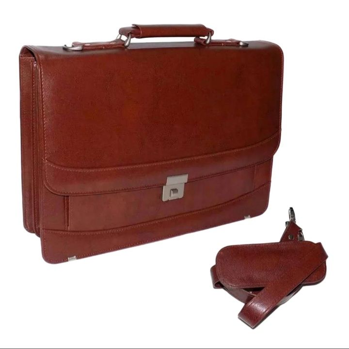 Classy PU Leather Laptop Bag Brown and Black Attache Case Men Leather Briefcase with Safe Lock for Office File Bag For Men