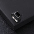 Trendy Stainless steel Black Zircon Male Ring Punk Style Geometric Ring Men Party Jewelry Accessories. 