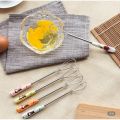 Manual Egg Mixer with Ceramic Handle Stainless Steel Mini Hand Whisk Beater Stirrer Small Blender Kitchen Cooking Tools. 