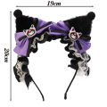 1Pcs Sanrio Cartoon Anime Kuromi Little Devil Hairband Simulation Plush Cute Ears Headband Girls Exhibition Accessories. 