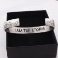 Inspirational I Am The Storm Bracelets for Women Mom Personalized Gift for Her Engraved Mantra Cuff Bangle Birthday Jewelry. 