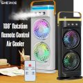Rotating 4 In 1 Fan Air Cooler with Ice Remote Control with Humidifier & Night Light | Mist Fan Remote Control | RGB Lights | Mist Fan Portable Air Conditioner with Ice Tray | Cooling Fan | Water Spray Fan AC. 
