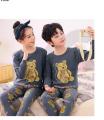 Dark Grey Teddy Bear Cartoon Printed Girls and Boys Night Dress. 