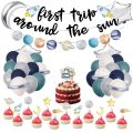 58PCS Solar System Party Balloons Set Space First Trip Around The Sun Decorations Birthday Banner Solar System 1st Birthday Decorations Boy First Trip Around The Sun Cake Topper Galaxy Party Supplies Set. 