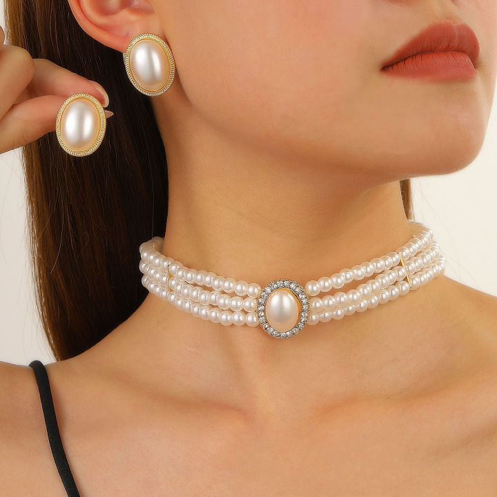 Three-Layer Pearl Necklace for Women, Niche Style, Elegant Bridal Dress Chain Necklace, Fashion Jewelry