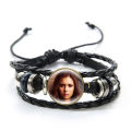 【EmotionaE】The Vampire Diaries Leather Bracelet TV Series Elena Stefan Characters Glass Dome Bracelets Handmade Jewelry Gifts for Men Women. 