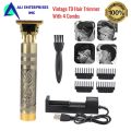 Vintage T9 Trimmer for Men Hair with 4 Combs - Rechargeable Full Metal Body Trimmer with Long Lasting Quality - Beard Liner - Gold. 