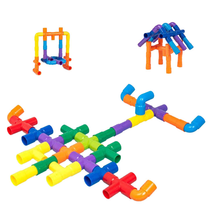 DIY Creative Building and Construction Toys  Pipe Building Block Toy for Kids - Multi Color