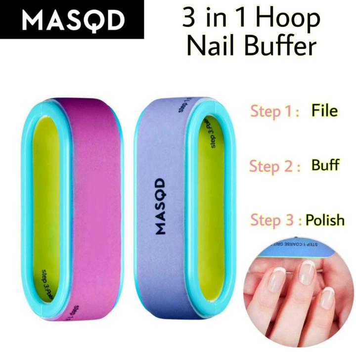 MASQD 3-Steps Hoop Nail Buffer File Grinding Sanding Polishing Block Pedicure Manicure Buffing UV Gel polish Nail Art Buffer Tools