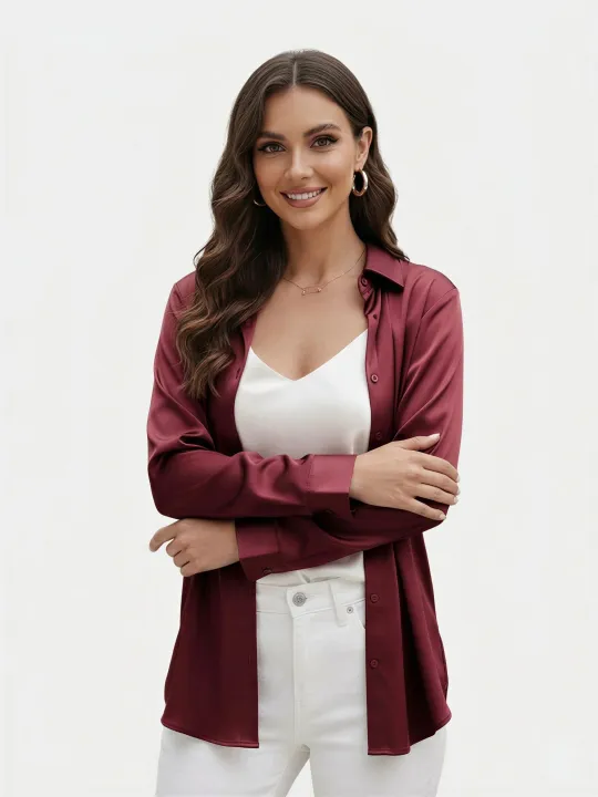 Button%20Down%20Women%20Maroon%20Satin%20Shirt%20Full%20Sleeves%20%7C%20Ladies%20Silk%20Look%20Button%20Down%20Shirt%20%7C%20Casual%20Formal%20Office%20Wear%20Blouse%20%7C%20Stylish%20Collared%20Top%20for%20Girls%20&%20Women%20%7C%20Trendy%20Western%20Fashion%20Shirt%20%20Silk%20Pjs%20Women%20Dress%20Top%20tank%20-%20Image%204