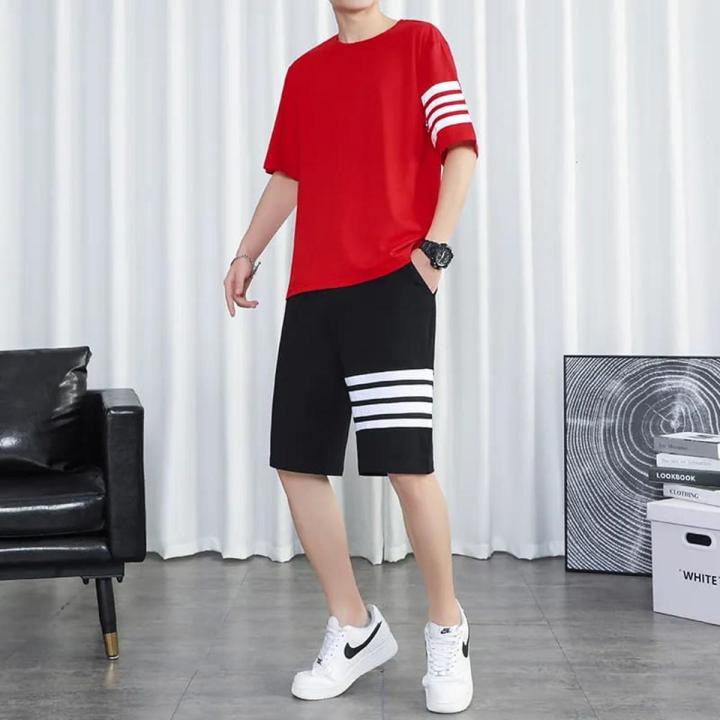 Casual T-shirt Shorts Sets Breathable Piece Jogging Tracksuit