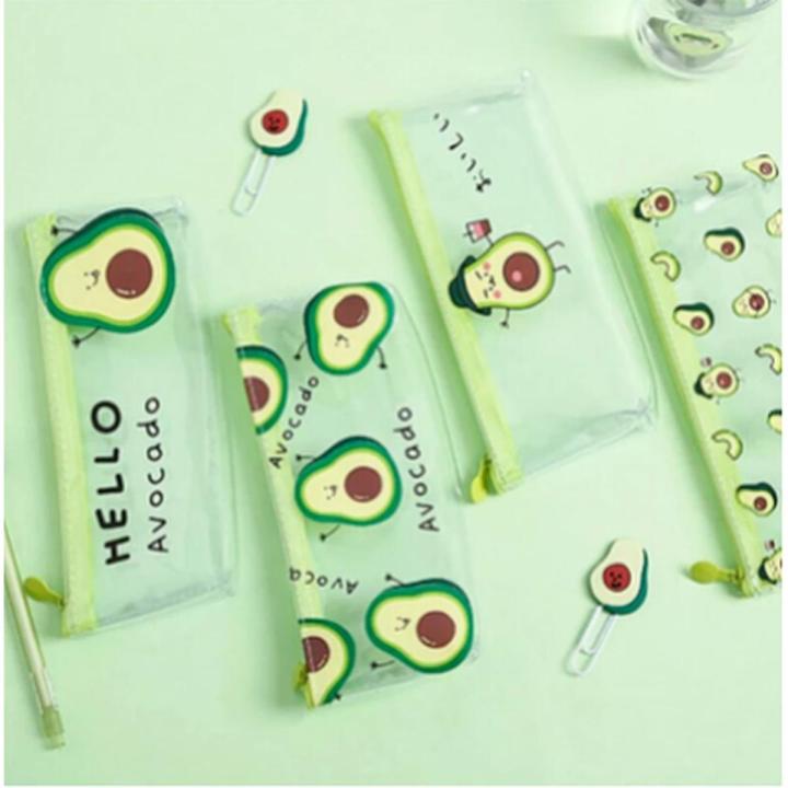 1Pc Cute Avocado Pencil Case Kawaii For Kids Gift School Pencil Box Pencilcase Transparent Pencil Bag School Supplies Stationery
