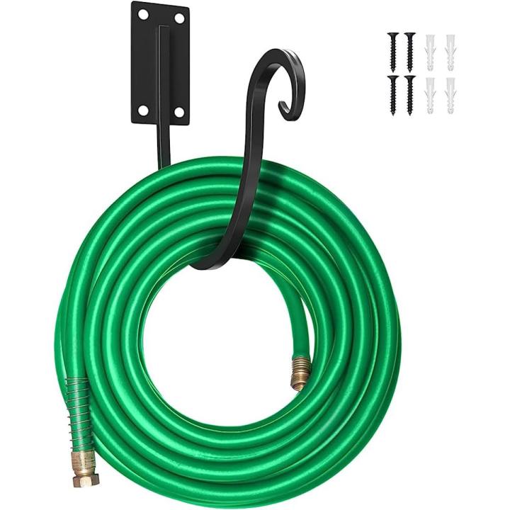 Garden Pipe Holder Wall Mounted Water Pipe Holders for Outside Storage Hanger Heavy Duty Metal Pipe Bracket, Holds 60-Feet of 5/8 Inches for Garden and Outside Pipe Hook