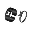 Trendy Butterfly Rings for Men & Women - Lover Pack of 2 Open Adjustable Rings for Couples - Couples Ring. 