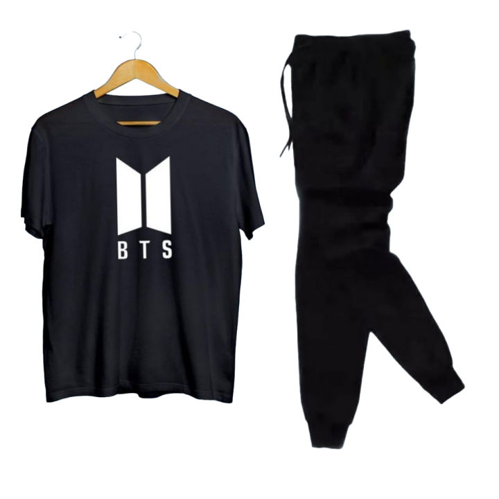 Black BTS Printed Summer T-Shirt and Trouser For Girls and Women