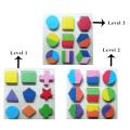 Pack of 3 Wooden Geometric Shapes Puzzles. 