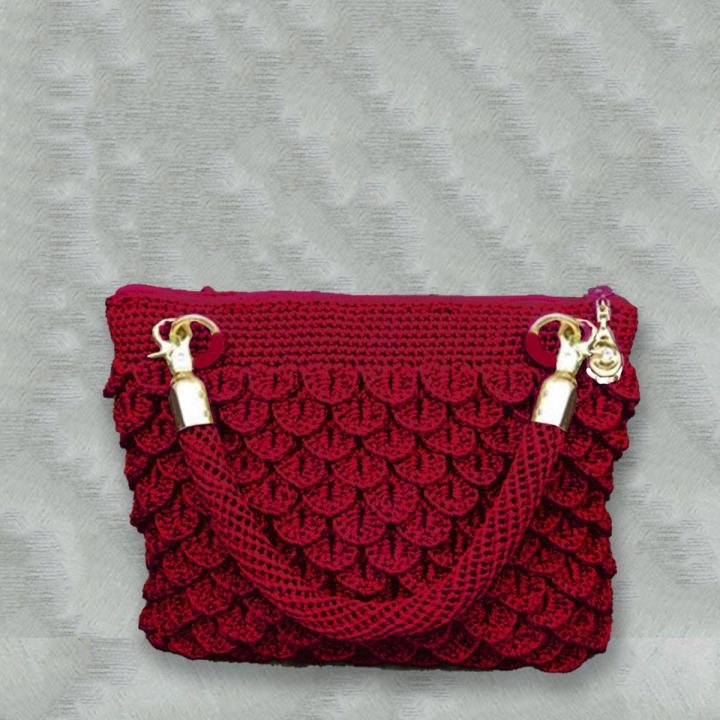 Stylish & Trendy Crocodile Pattern Handmade Crochet Handbag in Purple Color