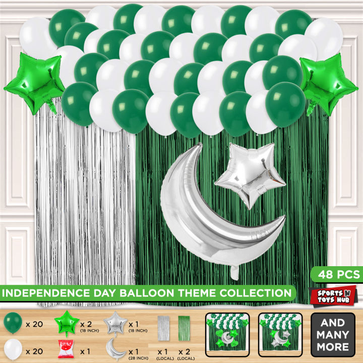 Independence Day Foil Balloon Theme Collection, 14th August Pakistan Flag Foils Balloons Jashan E Azadi Mubarak, 14 Aug 1947 Flags Celebration Parties Decor Supplies For Decorate Your Home, School, Offices & Restaurant Ballons : YlOPaNKw