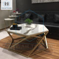 Hexagon Coffee Table - Wooden Center Table for Living Room - Elegant Serving and Cocktail Table. 