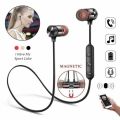 WIRELESS BLUETOOTH EARPHONES SPORT RUNNING HEADPHONES METAL MAGNETIC HEADSET STEREO BASS EARBUDS HANDSFREE WITH MIC/ Magnetic Handfree / Handsfree / Wirless Handfree / Sports Handfree. 