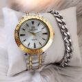 Wrist Watch Set for Men and Boys with Steel Chain Bracelet Box Packed Steel Chain Gents Watch Men's Fashion Analog Quartz Watch New Cool Design Casual Wrist Watch. 