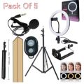 26cm Ring Light With Mobile Holder With 7Feet Tripod Stand in Three Different Mode Light 26CM/36CM Selfie LED Ring Light with 7ft Tripod Stand Mobile Phone Holder 26 CM ringlight 7 feet tripod stand 3 Modes RingLight Vlogging Light Mobile Phone Photograph. 