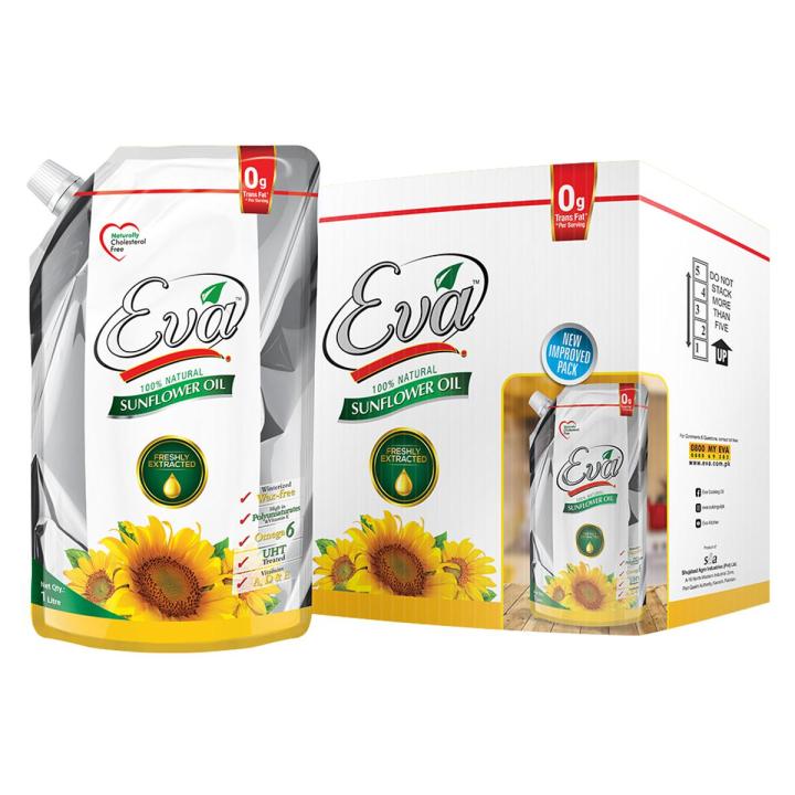Eva Sunflower Cooking Oil Standup Pouch 1Ltr x 5
