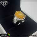 Natural Zard Aqeeq Ring , Yellow Agate Ring , 925 Silver "Chandi" Ring With Yellow Aqeeq Stone. 