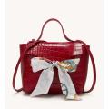 Shein- Twilly Scarf Decor Croc Embossed Satchel Bag. 