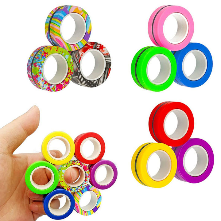 Hot 3PCS Magnetic Spinne Fidget Ring Spinner Magnet Fidget Toys Unzip Antistress For Children Adult Magnetic Spinner Rings Toys