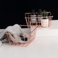 Storage Wire Basket Gold Rose Wrought Iron Wire Simple Lines Storage Basket Home Desktop Organizer Decoration. 