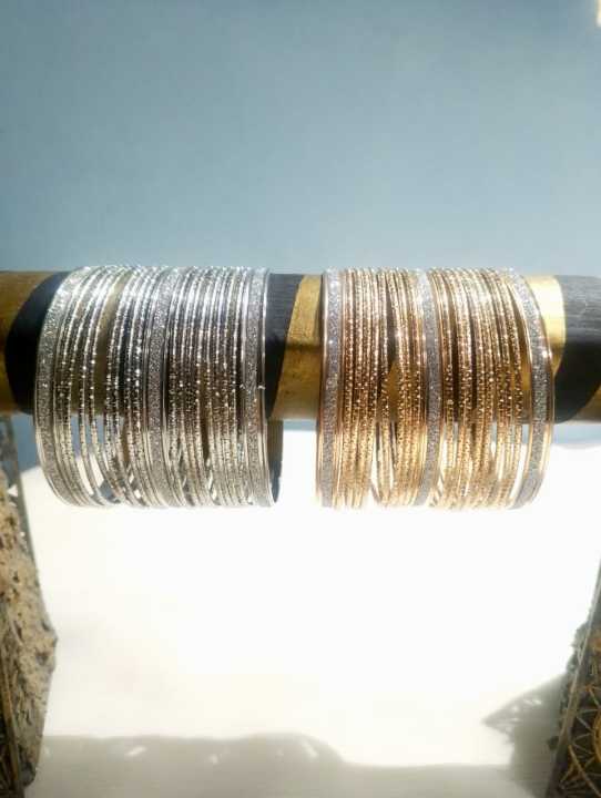 Gold & Silver Color Trendy Bangles Set | Fancy Pakistani Wedding, Mehndi & Party Wear Jewelry